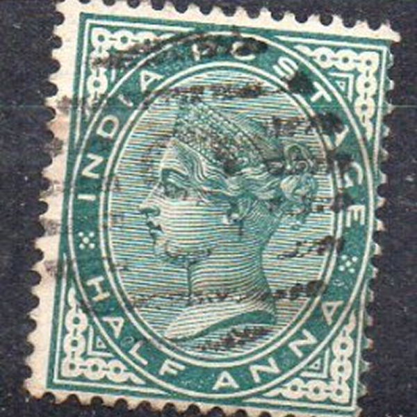 Rare British India Queen Victoria Stamp – ½ Anna (1882) - Image 2