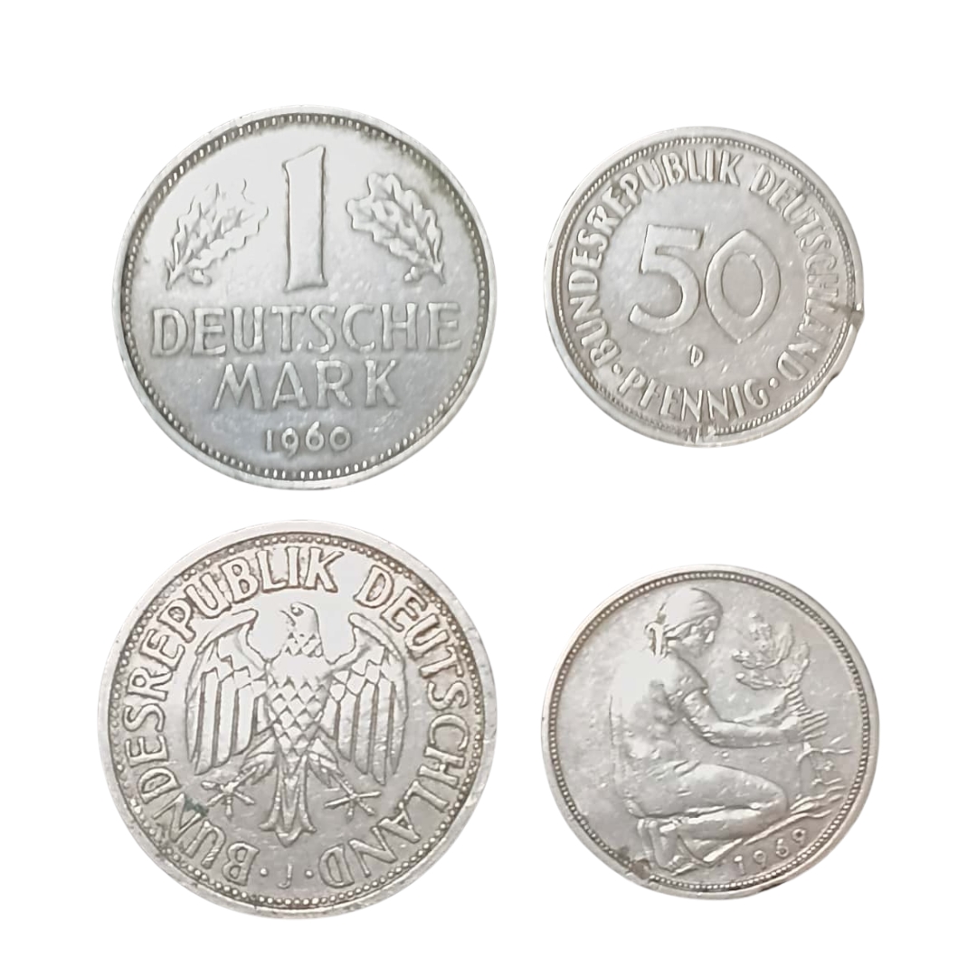 Set of Two German Coins – 1 Deutsche Mark (1960) & 50 Pfennig (1969)