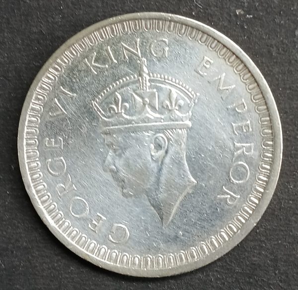 1942 British India One Rupee Silver Coin – George VI – WWII Issue