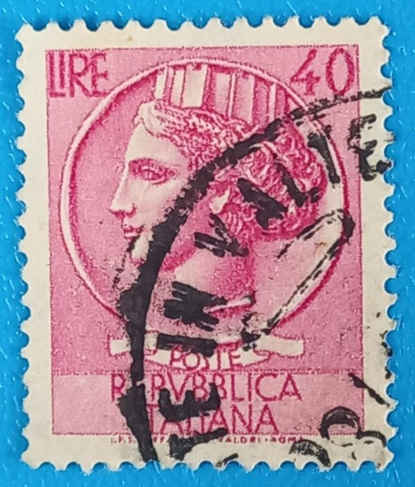 Vintage 40 Lire 1954 Stamp of Italy – Syracuse Series