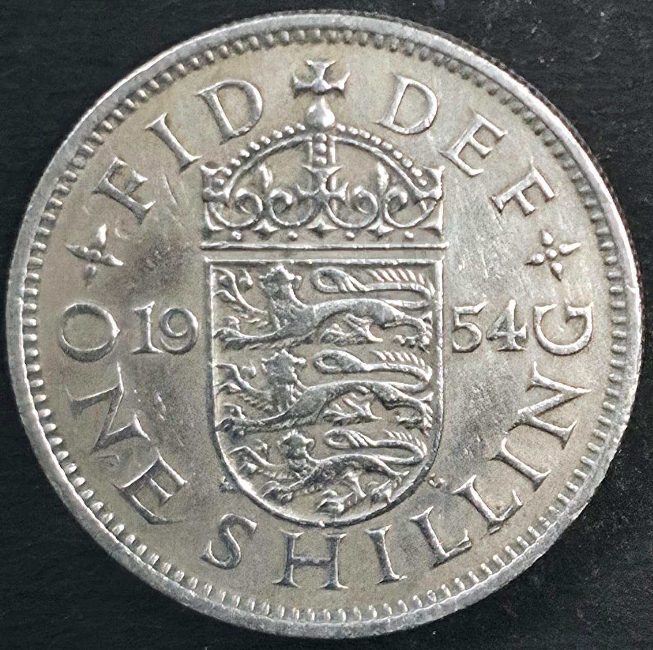 1954 One Shilling – Queen Elizabeth II (1954–1970 Series) – CuNi – $5 - Image 3