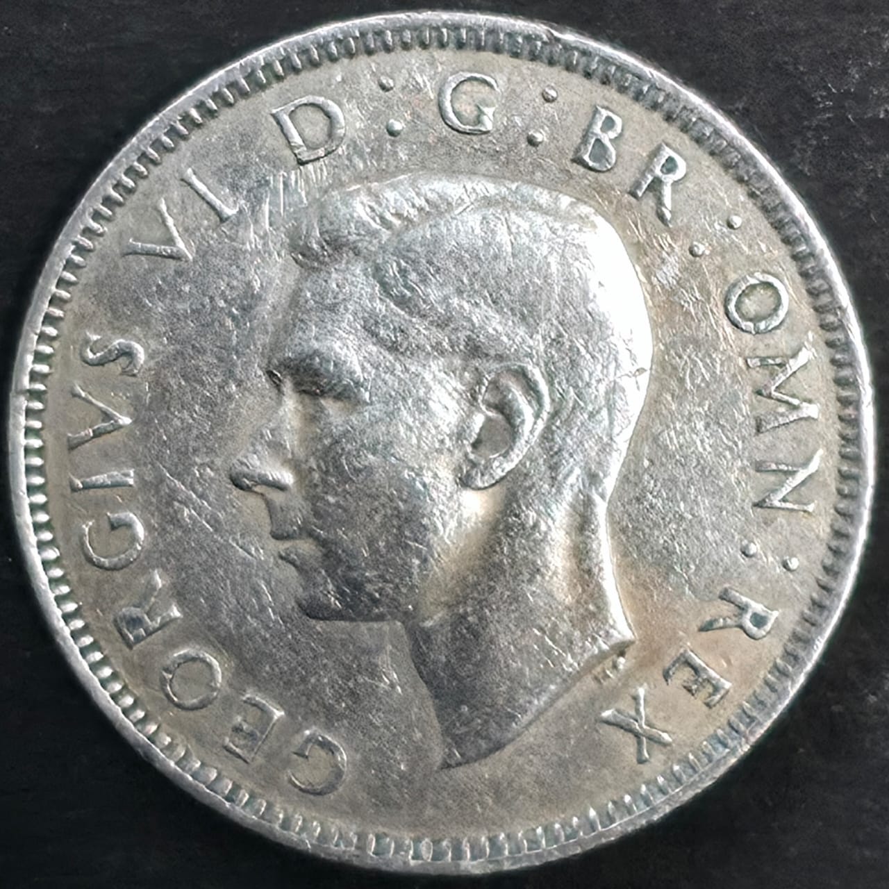1949 One Shilling – King George VI (1936–1952) – CuNi – Vintage British Coin – $5 - Image 2