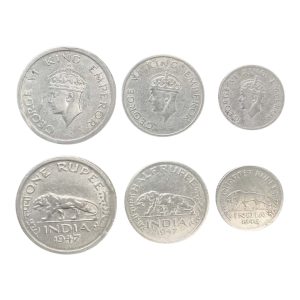 Set of Three Indian Coins – Republic of India (1946–1947 Era)