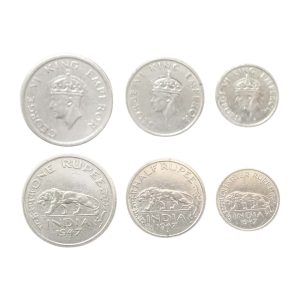 Set of Three Indian Coins – One Rupee, Half Rupee & Quarter Rupee (1947)