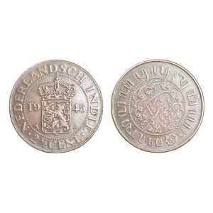 1945 Netherlands East Indies 2½ Cents – Queen Wilhelmina – Bronze Coin – $5
