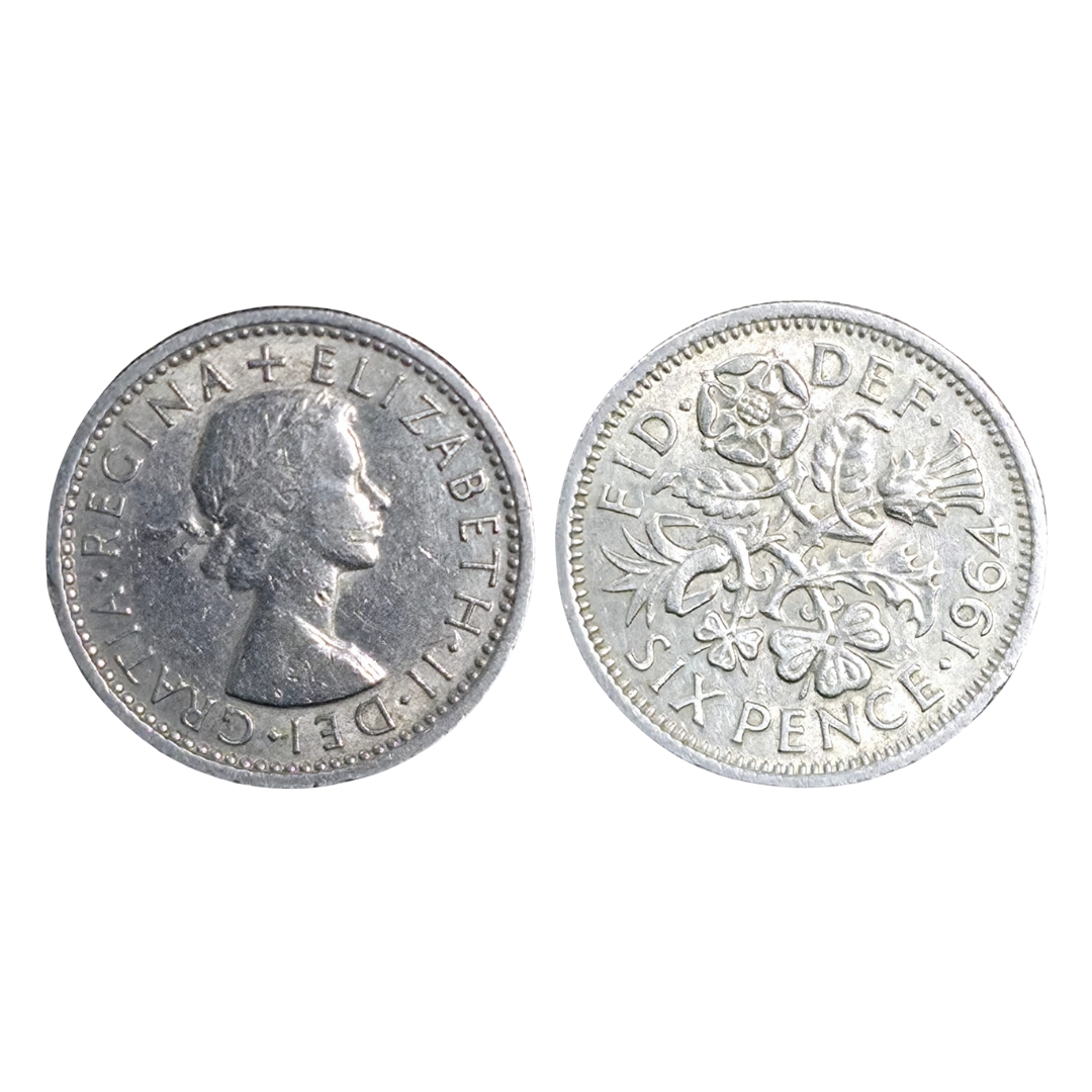 1964 Six Pence – Queen Elizabeth II – Vintage British Coin – $5