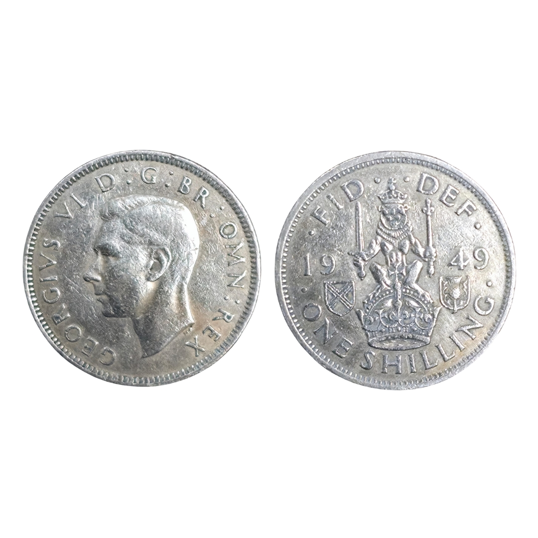 1949 One Shilling – King George VI (1936–1952) – CuNi – Vintage British Coin – $5