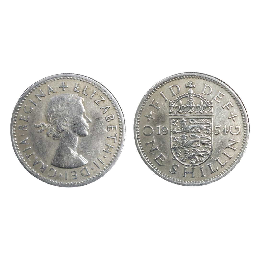 1954 One Shilling – Queen Elizabeth II (1954–1970 Series) – CuNi – $5