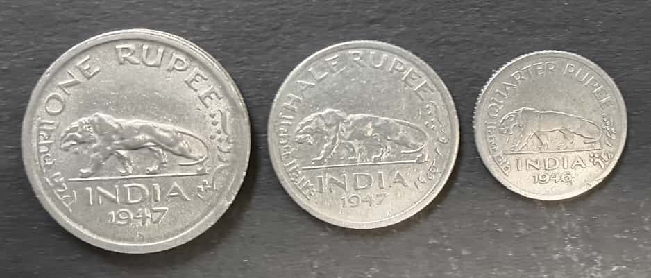 Set of Three Indian Coins – Republic of India (1946–1947 Era) - Image 3