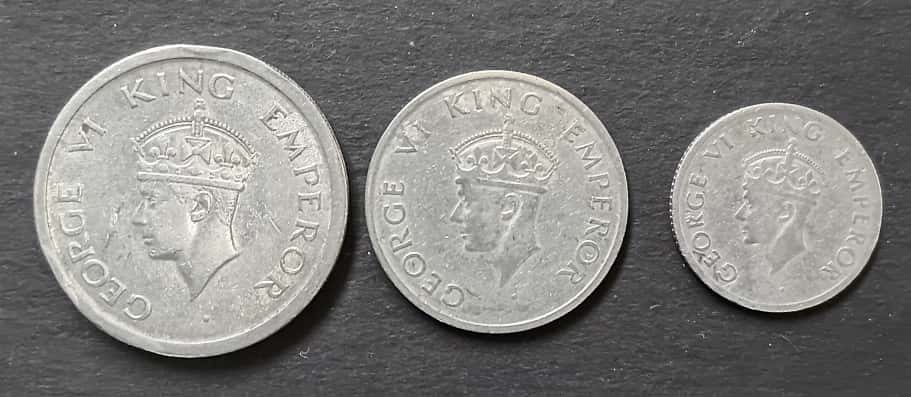 Set of Three Indian Coins – Republic of India (1946–1947 Era) - Image 2