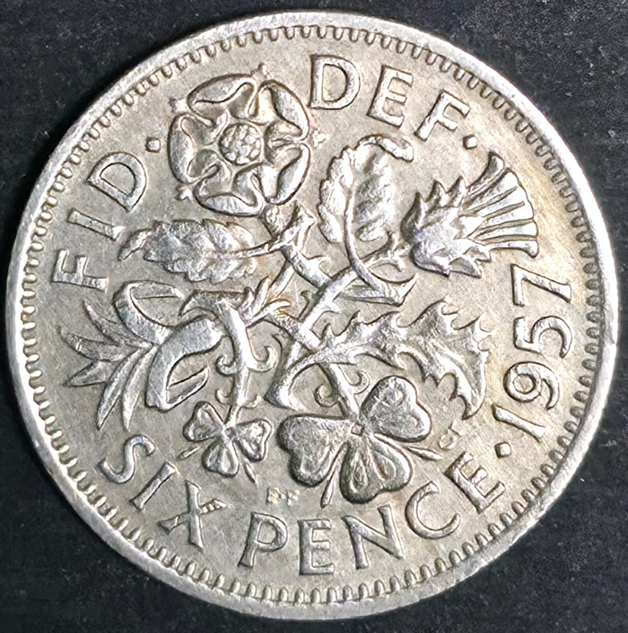 1957 Six Pence – Queen Elizabeth II (1954–1970 Series) – Vintage British Coin – $5 - Image 3