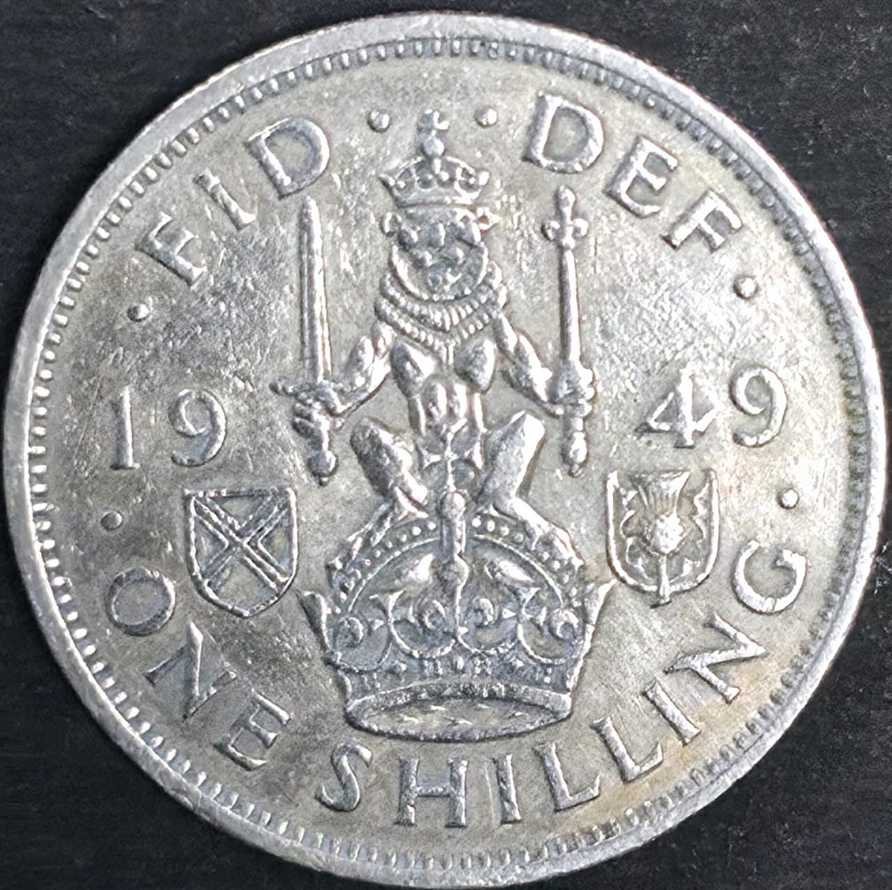 1949 One Shilling – King George VI (1936–1952) – CuNi – Vintage British Coin – $5 - Image 3