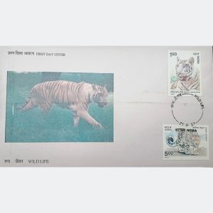 White Tiger & Snow Leopard Commemorative FDC – Rare Wildlife Issue (1987) – $7