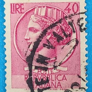 Vintage 40 Lire 1954 Stamp of Italy – Syracuse Series