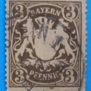 Bayern 3 Pfennig Stamp – Bavarian Coat of Arms – Classic German State Issue
