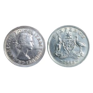 1962 Six Pence – Queen Elizabeth II – Australia – Vintage Silver Alloy Coin – $5