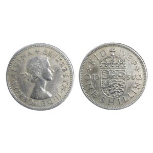 1954 One Shilling – Queen Elizabeth II (1954–1970 Series) – CuNi – $5