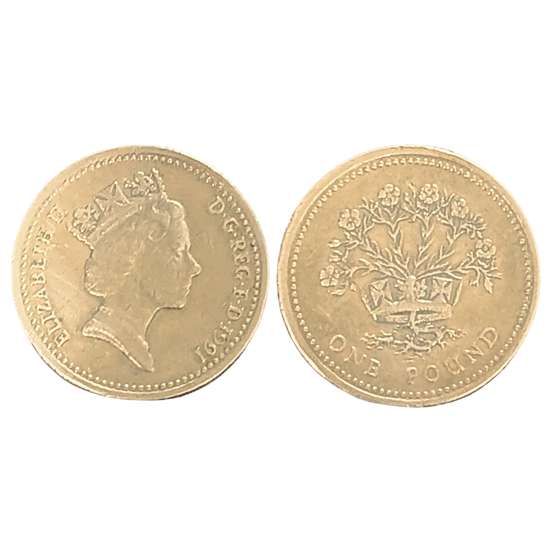 1991 One Pound Coin – Elizabeth II – Nickel-Brass – $5